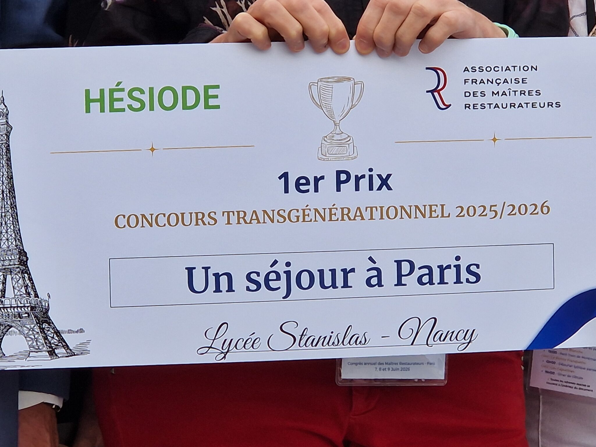 LES JEUNES TALENTS DE LA RESTAURATION SOLIDAIRES DE NOS AINES : LE LYCEE STANISLAS REMPORTE LE CONCOURS HESIODE DES MAITRES RESTAURATEURS